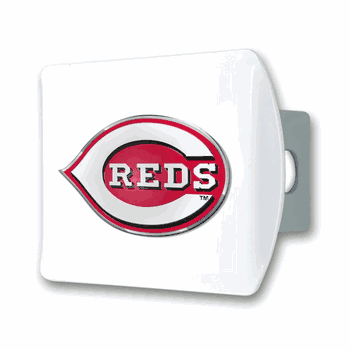 Cincinnati Reds White Metal Hitch Cover with  3D Color Emblem