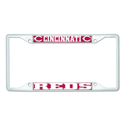 Cincinnati Reds White Metal License Plate Frame - 6.25"x12.25"
