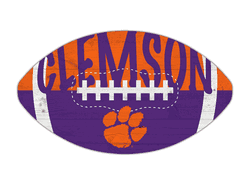 Clemson Tigers 12" Football Cutout Sign with City Name