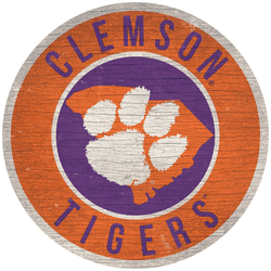 Clemson Tigers 12 in. Circle w/ State Sign