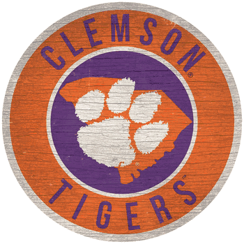 Clemson Tigers 12 in. Circle w/ State Sign