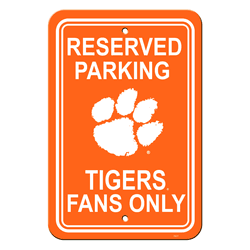 Clemson Tigers 12" X 18" Plastic Parking Sign