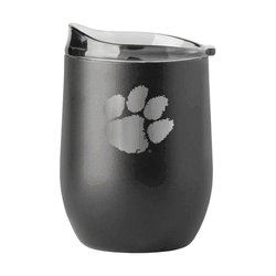 Clemson Tigers 16oz Etch Black Powder Coat Curved Beverage