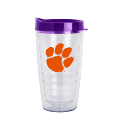 Clemson Tigers 16oz Flipside Dbl Wall Clear Tumbler