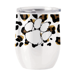 Clemson Tigers 16oz Neutral Leopard Stainless Curved Beverage