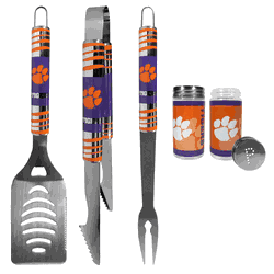 Clemson Tigers 3 pc Tailgater BBQ Set and Salt and Pepper Shaker Set