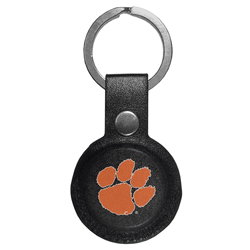 Clemson Tigers AirTag Compatible Leather Key Chain