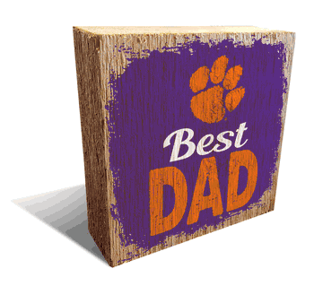 Clemson Tigers Best Dad 6x6 Wood Block