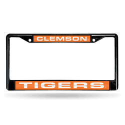 Clemson Tigers Black 12" x 6" Black Laser Cut Chrome Frame