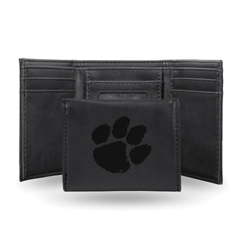 Clemson Tigers Black Laser Engraved Faux Leather Trifold