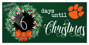 Clemson Tigers Chalk Christmas Countdown 6x12 Sign