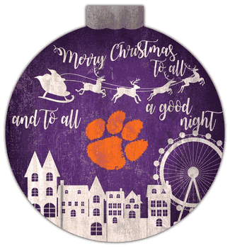 Clemson Tigers Christmas Village 12in Wall Art