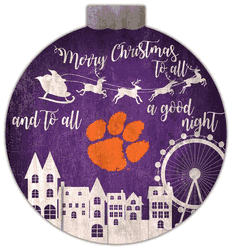 Clemson Tigers Christmas Village 12in Wall Art