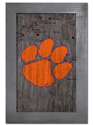 Clemson Tigers City Map 11x19 Sign
