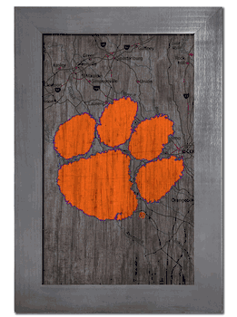 Clemson Tigers City Map 11x19 Sign