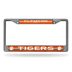 Clemson Tigers Classic 12" x 6" Silver Bling Chrome Car/Truck/SUV Auto Accessory