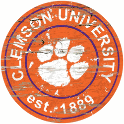 Clemson Tigers Distressed Round Sign