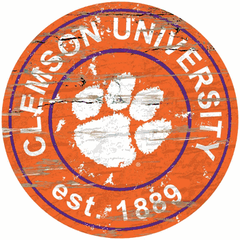 Clemson Tigers Distressed Round Sign