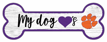 Clemson Tigers Dog Bone 6x12 Sign