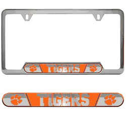 Clemson Tigers Embossed License Plate Frame, 6.25in x 12.25in
