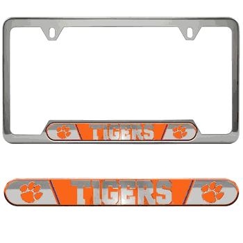 Clemson Tigers Embossed License Plate Frame, 6.25in x 12.25in