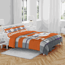 Clemson Tigers Heather Stripe 3 PC Full/Queen Bed in a Bag