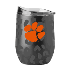 Clemson Tigers Leopard 16oz Black Powdercoat Curved Beverage