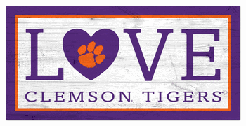 Clemson Tigers Love 6x12 Sign