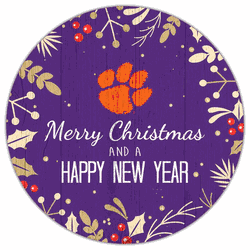 Clemson Tigers Merry Christmas & New Year 12in Circle