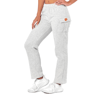 Clemson Tigers NCAA Kadi Cargo Straight Fleece Pants Heather Grey XL