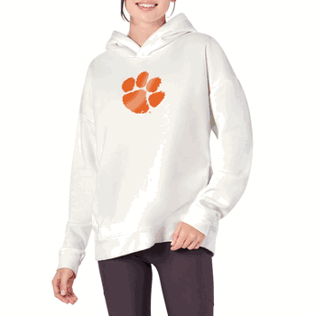 Clemson Tigers NCAA Kadi Hoodie with Zipper Pockets White Medium