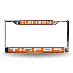 Clemson Tigers Orange 12" x 6" Laser Cut Chrome Frame