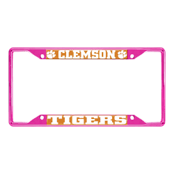 Clemson Tigers Pink Metal License Plate Frame - 6.25"x12.25"