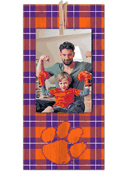 Clemson Tigers Plaid Clothespin 6x12 Sign