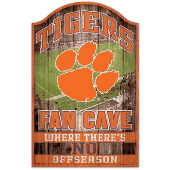 Clemson Tigers Sign 11x17 Wood Fan Cave Design