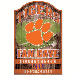 Clemson Tigers Sign 11x17 Wood Fan Cave Design