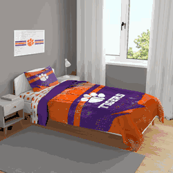 Clemson Tigers Slanted Stripe 4 PC Twin Bed in a Bag