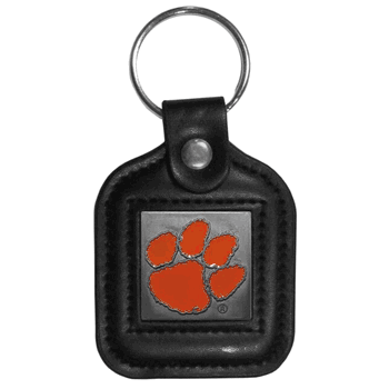 Clemson Tigers Square Leatherette Key Chain