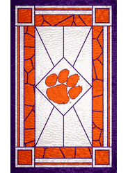 Clemson Tigers Stained Glass 11x19 Wood Sign