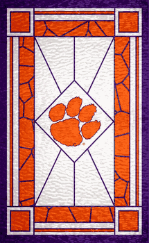 Clemson Tigers Stained Glass 11x19 Wood Sign