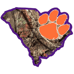 Clemson Tigers State Decal w/Mossy Oak Camo