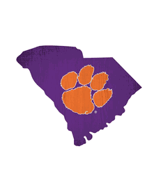 Clemson Tigers Team Color Logo State Sign