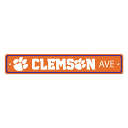 Clemson Tigers Team Color Street Sign Dcor 4in. X 24in. Lightweight