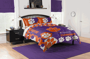 NCAA Clemson Tigers Hexagon Take F/Q Comforter Set
