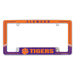 Clemson Tigers Two-Tone 12" x 6" Chrome All Over Automotive License Plate Frame