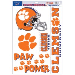 Clemson Tigers Ultra Decal 11in x 17in Multi Logo