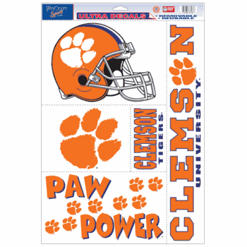 Clemson Tigers Ultra Decal 11in x 17in Multi Logo
