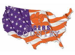 Clemson Tigers USA Shape Flag Cutout
