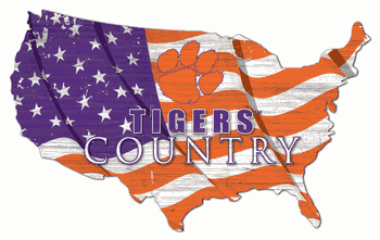 Clemson Tigers USA Shape Flag Cutout