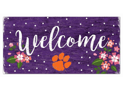 Clemson Tigers Welcome Floral 6x12 Sign